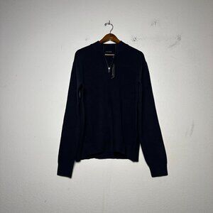 Tahari Black Sweater Men M Black 1/4 Zip Minimal Casual Warm Formal NWT Prep